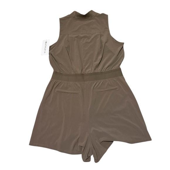 Athleta Brooklyn Utility Romper Taupe Travel Lightweight Size 14 Sleeveless Zip - Picture 3 of 8